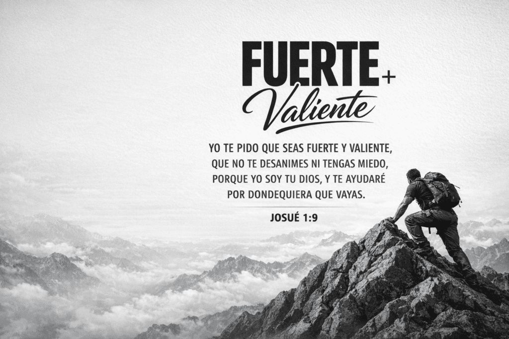 FUERTE+ Valiente Yo te pido que seas fuerte y valiente, que no te desanimes ni tengas miedo, porque yo soy tu Dios, y te ayudaré por dondequiera que vayas.