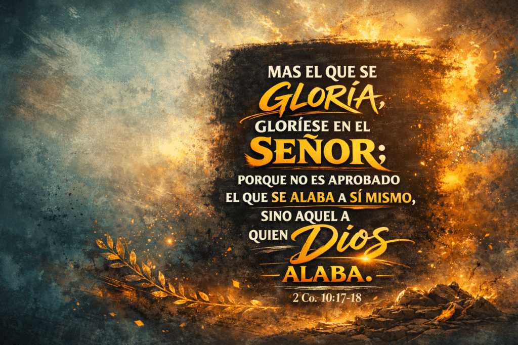 Mas el que se gloriese en el Señor: Porque no es aprobado el que se alaba a sí mismo, sino aquel a quien dios ALABA. 2 Co. 10:17-18