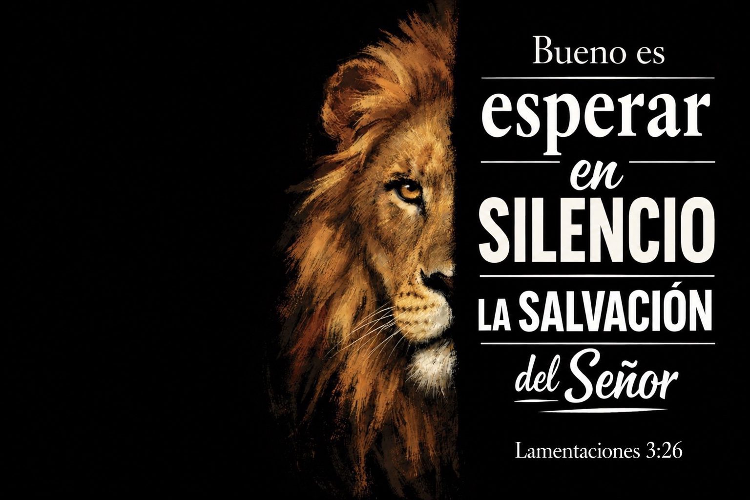 León y frase «Bueno es esperar en silencio la salvación del Señor», Lamentaciones 3:26.