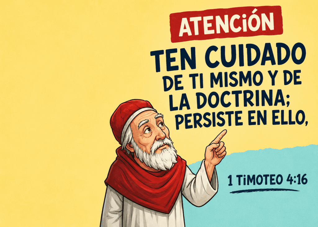 Atención ten cuidado de ti mismo y de la doctrina; persiste en ello, 1 TiMOTEO 4:16