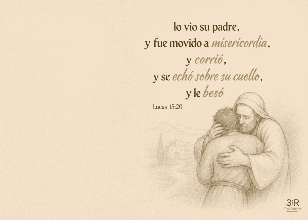 lo vio su padre, y fue movido a misericordia, y corrió, y se echó sobre su cuello, Lucas 15:20 paro Combiar