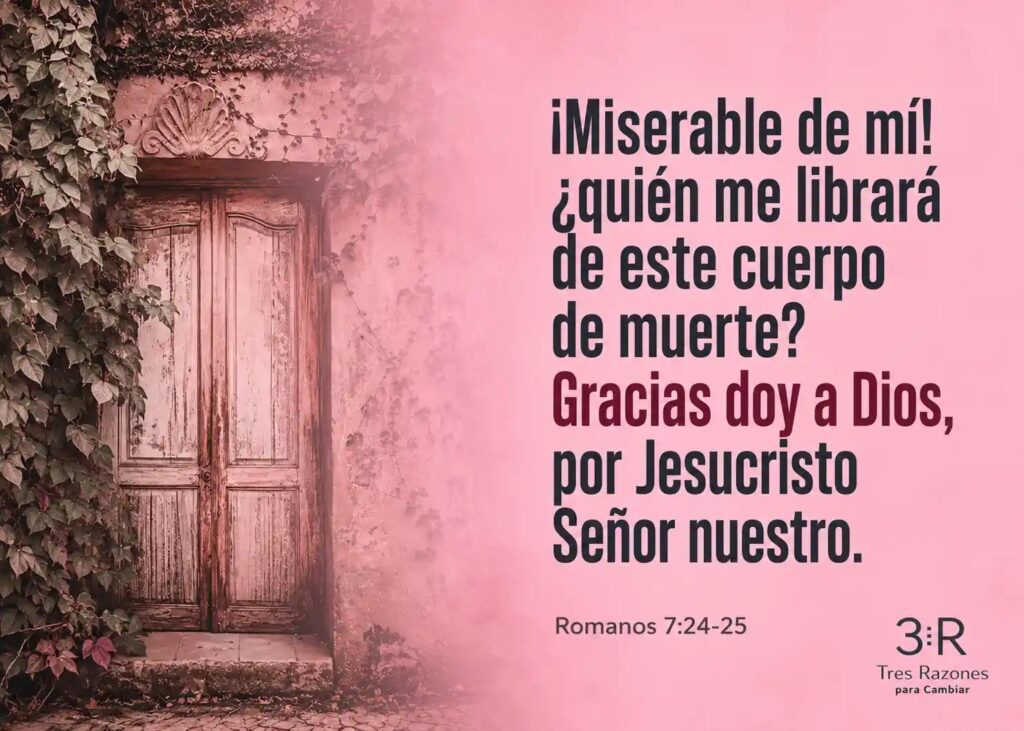 iMiserable de mí! ¿quién me librará de este cuerpo de muerte? Gracias doy a Dios, por Jesucristo Señor nuestro. Romanos 7:24-25