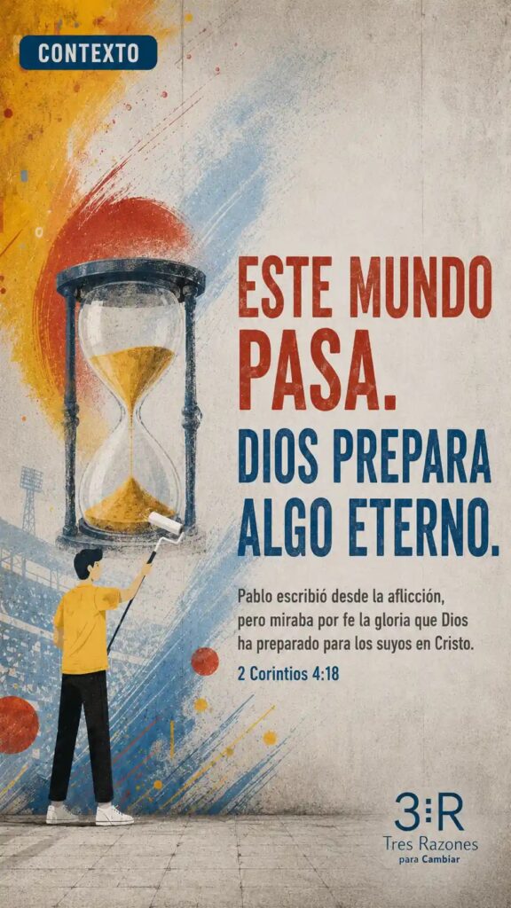 Contexto: Este mundo pasa. Dios prepara algo eterno. Pablo escribió desde la aflicción, pero miraba por fe la gloria que Dios ha preparado para los suyos en Cristo.