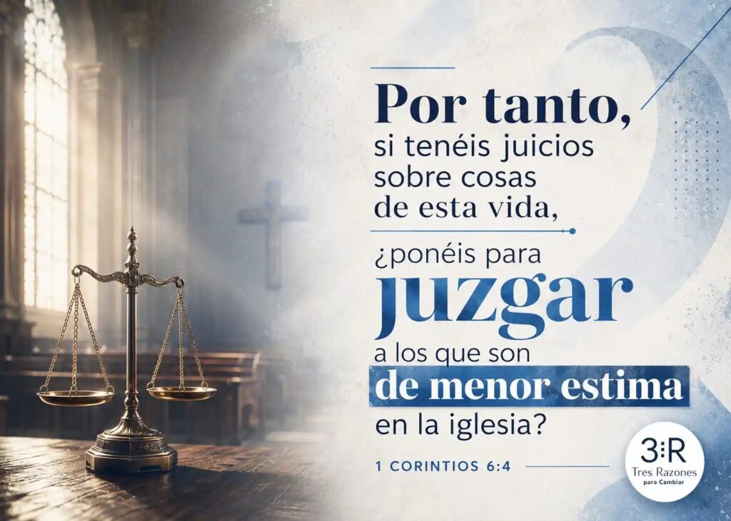 Por tanto, si tenéis juicios sobre cosas de esta vida, ¿ponéis para Juzgar a los que son de menor estima en la iglesia? 1 Corintios 6:4
