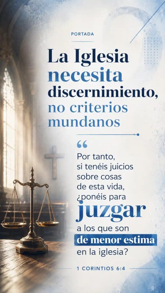 La Iglesia necesita discernimiento, no criterios mundanos Por tanto, si tenéis juicios sobre cosas de esta vida, ¿ponéis para Juzgar a los que son de menor estima en la iglesia?