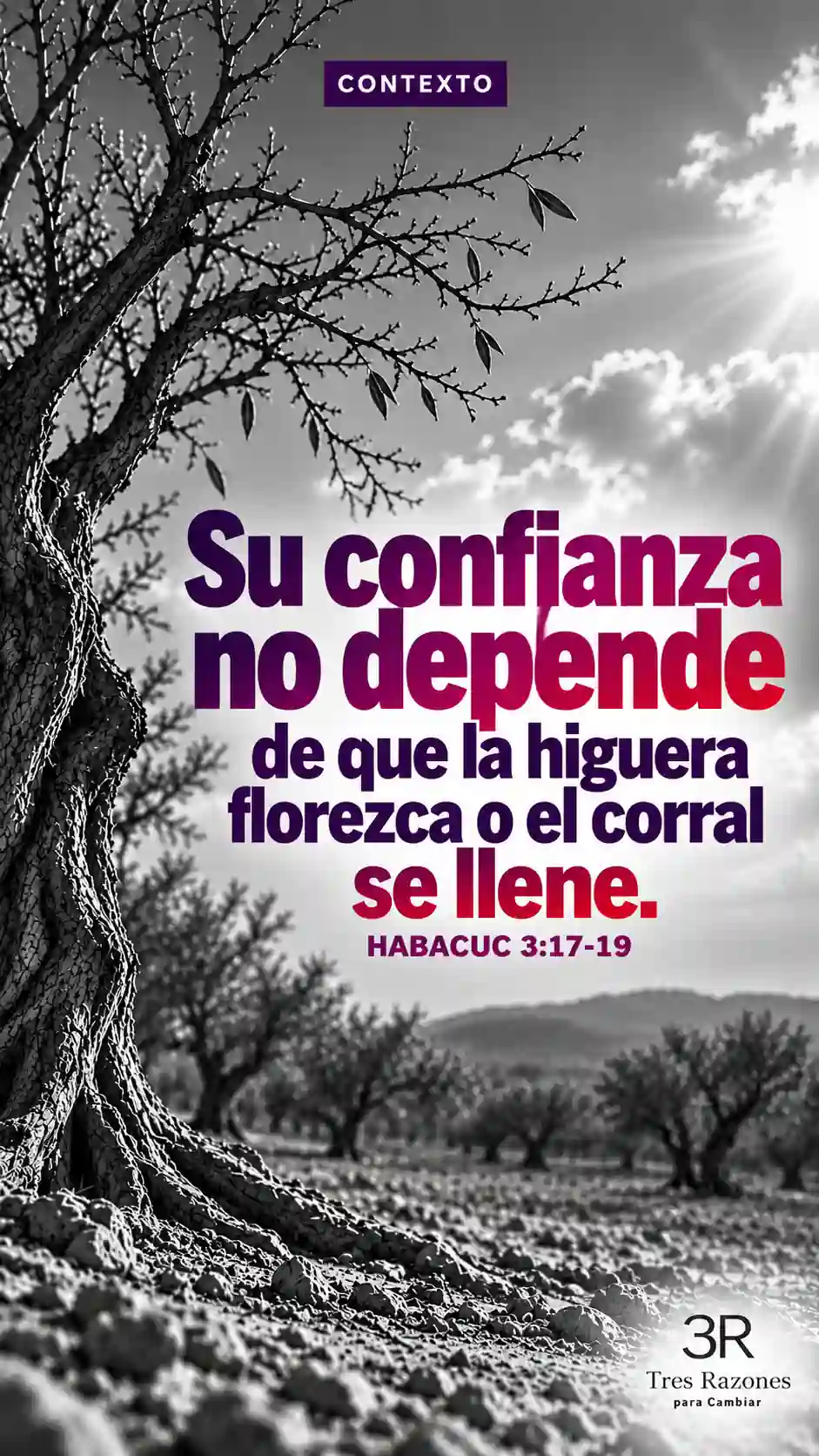 CONTEXTO: texto sobre confiar en Dios cuando faltan los recursos, sobre un olivar seco.
