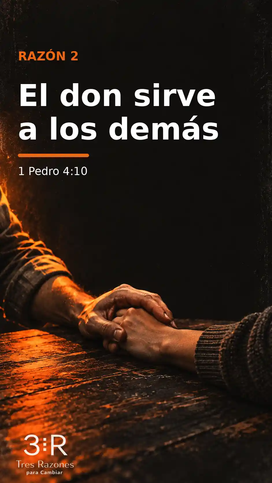 Razón 2: El don sirve a los demás, mostrado con una mano que ayuda a otra.