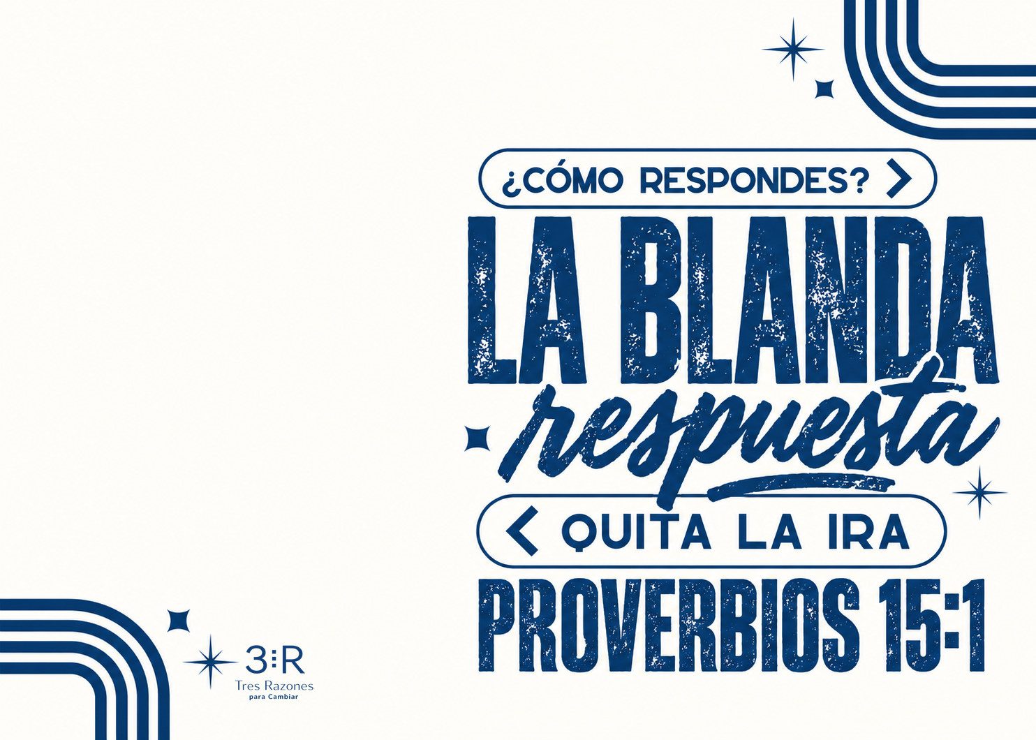 Portada ¿Cómo respondes? con las palabras «La blanda respuesta quita la ira», Proverbios 15:1, en azul marino sobre crema.