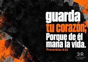 Arte tipográfico con «Guarda tu corazón, porque de él mana la vida» (Proverbios 4:23).